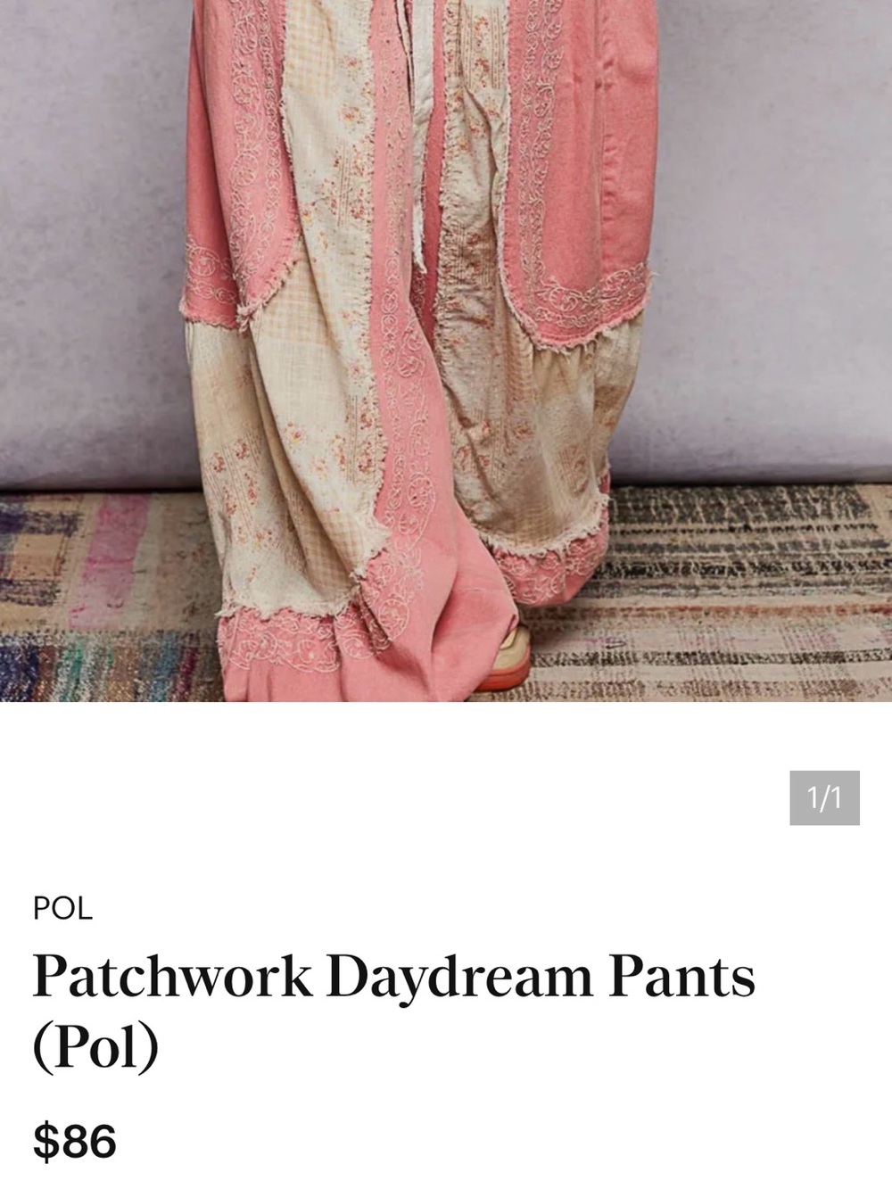 💗 ✨ POL Pink and Cream Boho Patchwork Pants Joggers 💗✨ - Picture 5 of 5